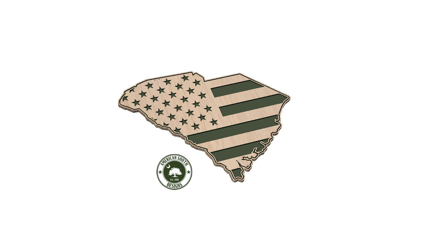 South Carolina Shaped American Flag - SVG - Digital Download