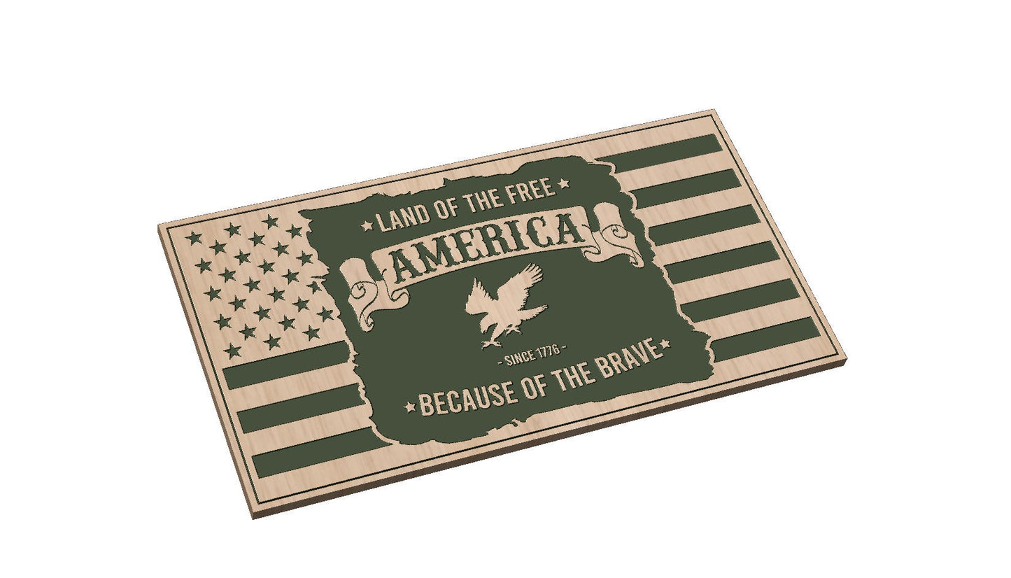Land of the Free American Flag - SVG - Digital Download