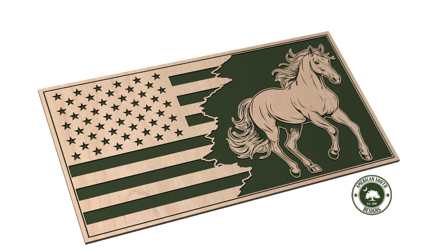 Tattered Flag 3 with Horse - SVG - Digital Download