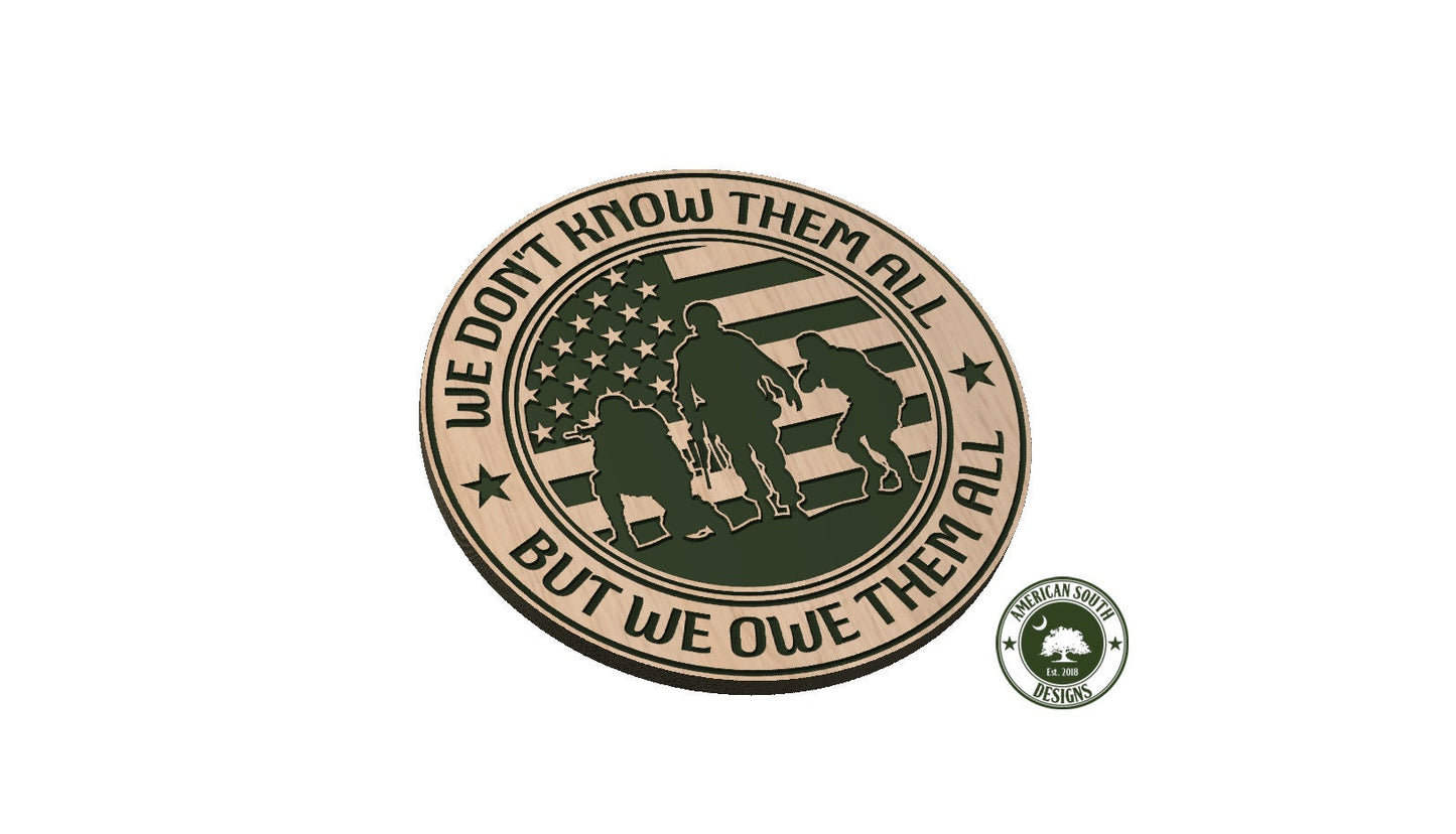 We Don't Know Them All - Flag with 3 Soldiers - SVG - Digital Download
