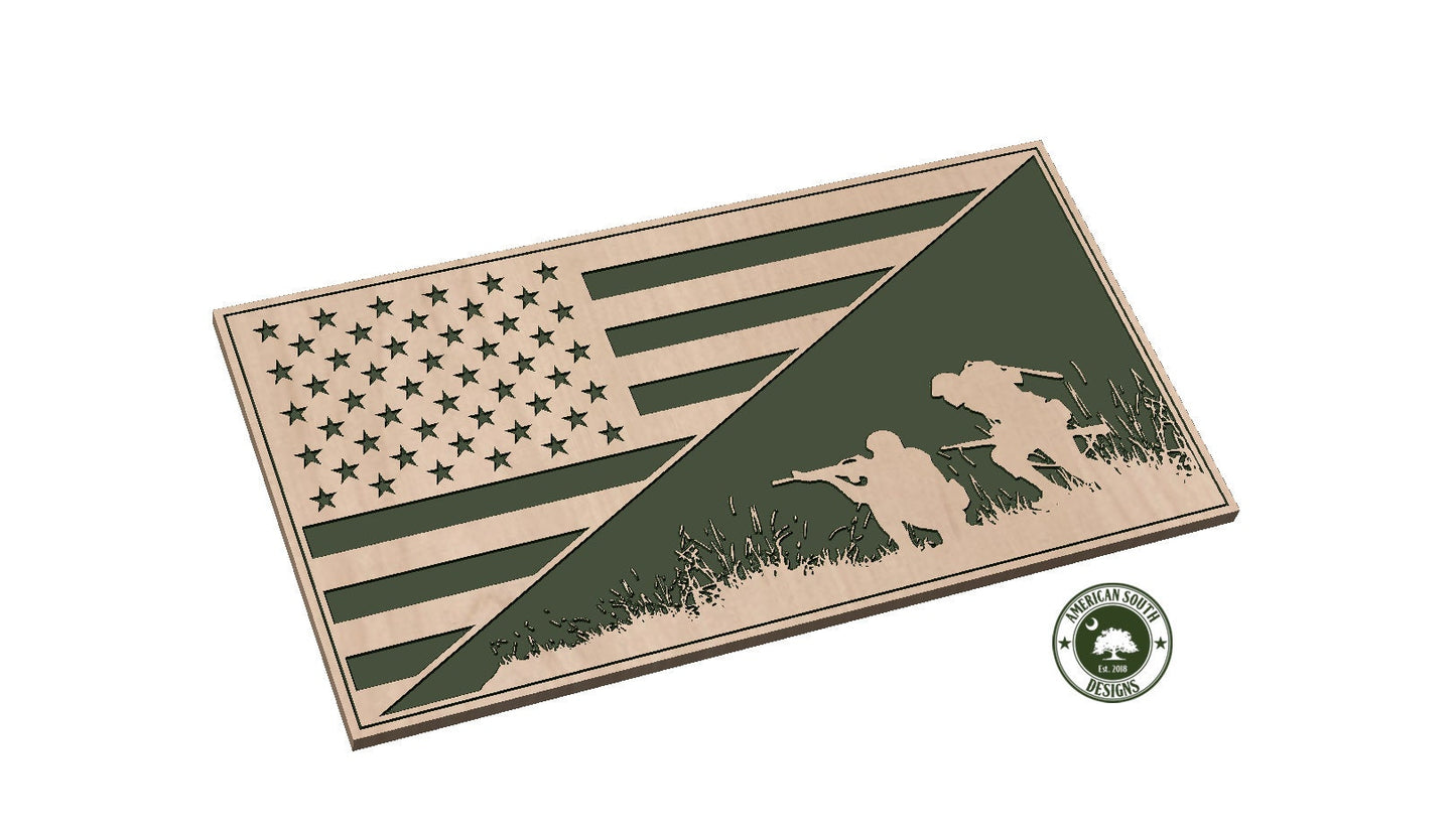 Diagonal Split Flag with Soldiers - SVG - Digital Download