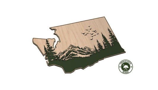 Washington State with Mountains - SVG - Digital Download