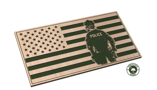 American Flag with Female Police Officer - SVG - Digital Download