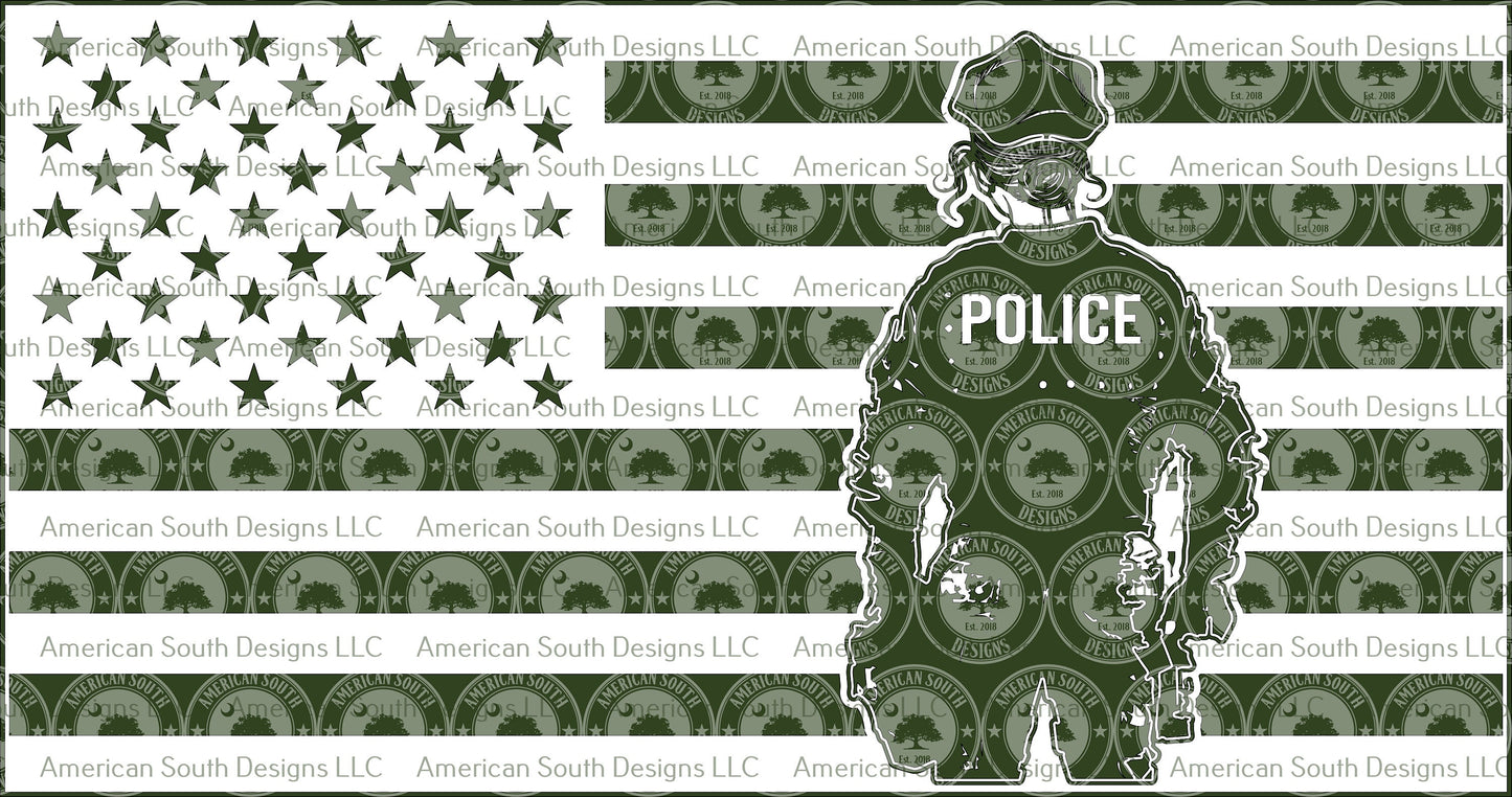 American Flag with Female Police Officer - SVG - Digital Download