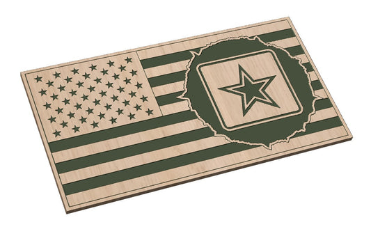 Tattered American Flag Design 2 with Army - SVG - Digital Download